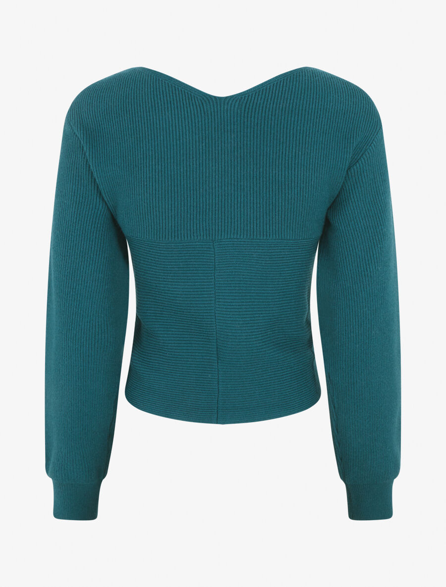 Pull cache-coeur et bas asymétrique - Bleu canard - 2