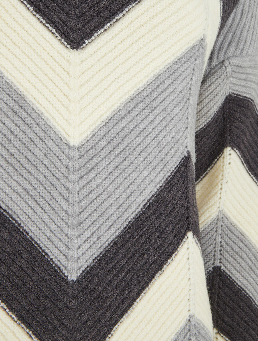 Pull droit bords asymétriques et motif zigzag - Gris - 3