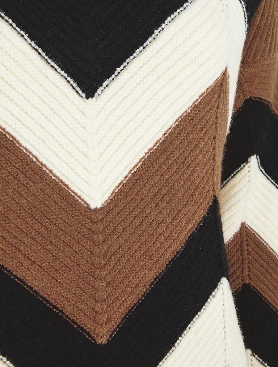 Pull droit bords asymétriques et motif zigzag - Marron - 3
