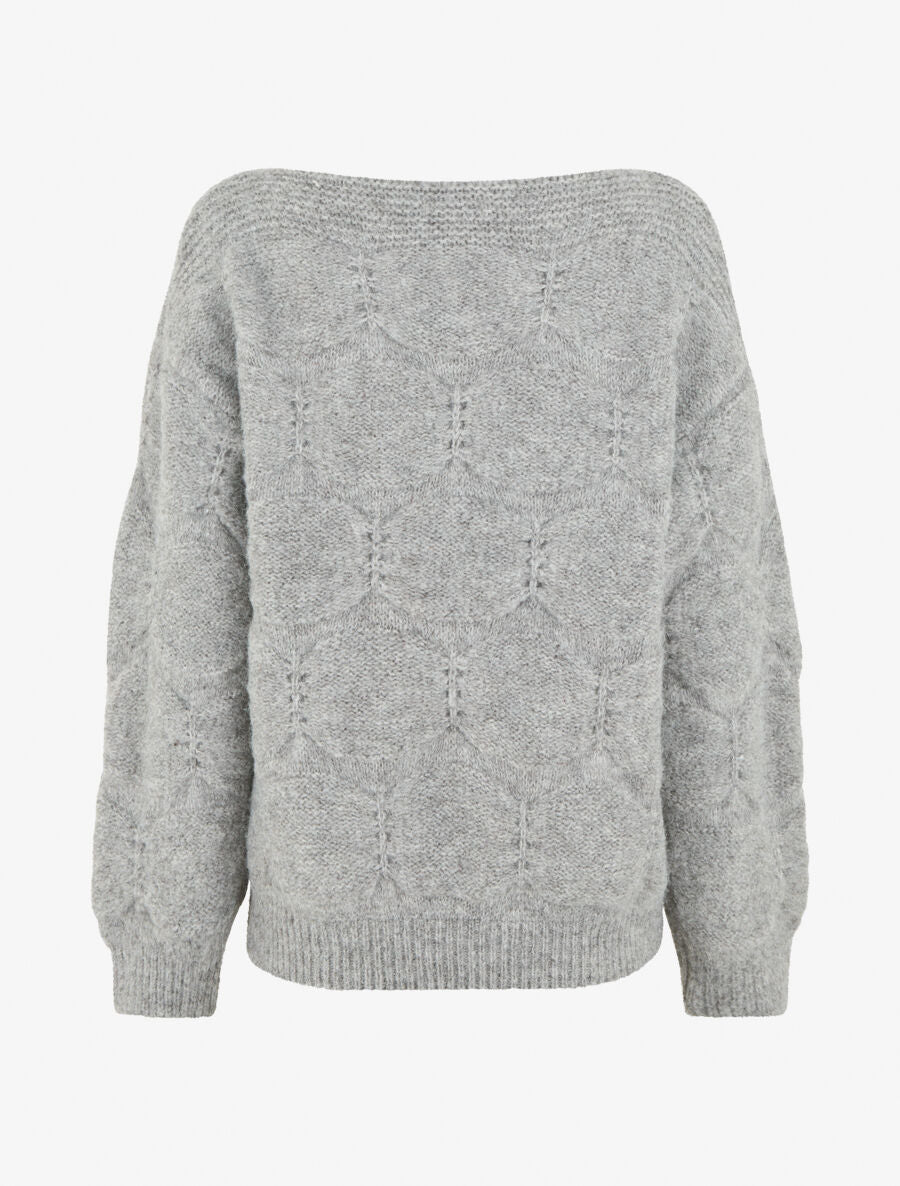 Pull droit en maille graphique - Gris - 2