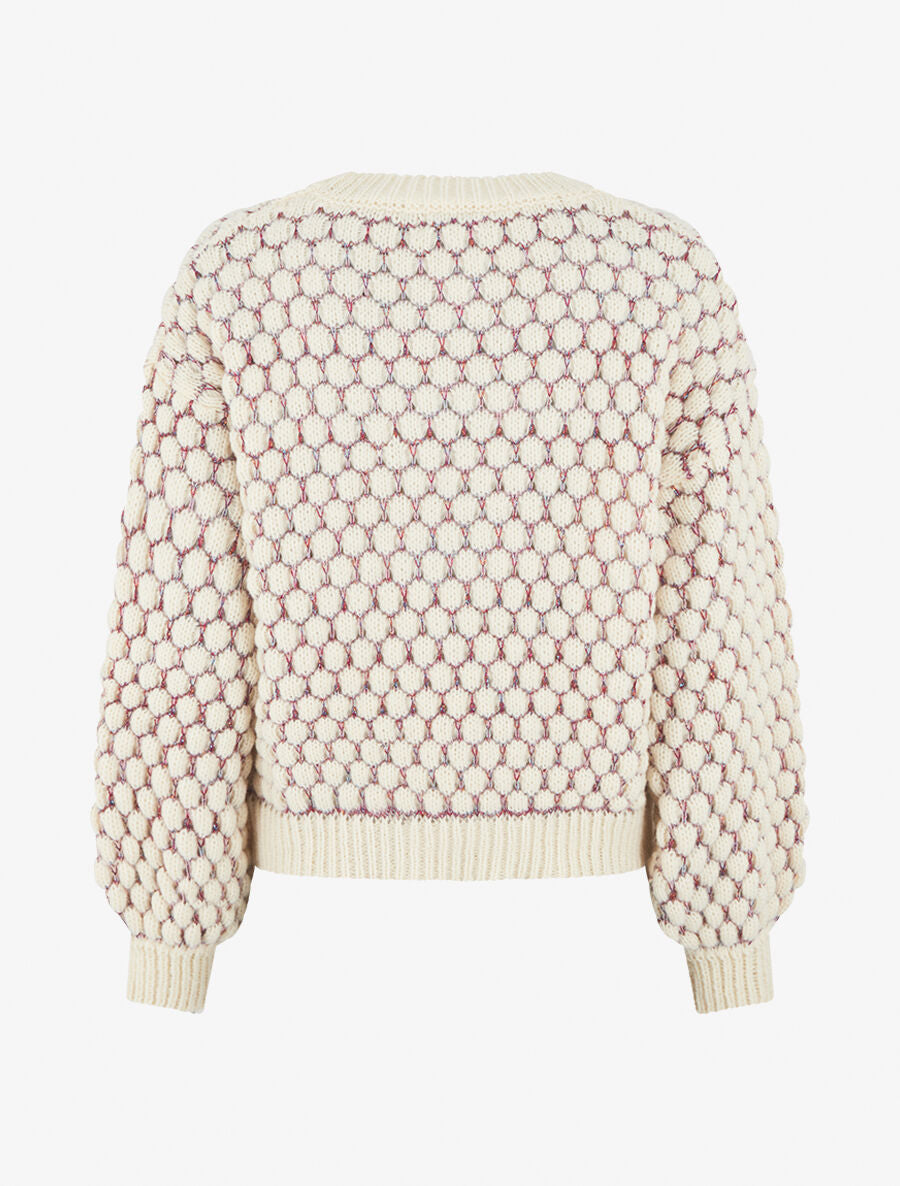 Pull irisé en maille effet écailles - Écru - 2