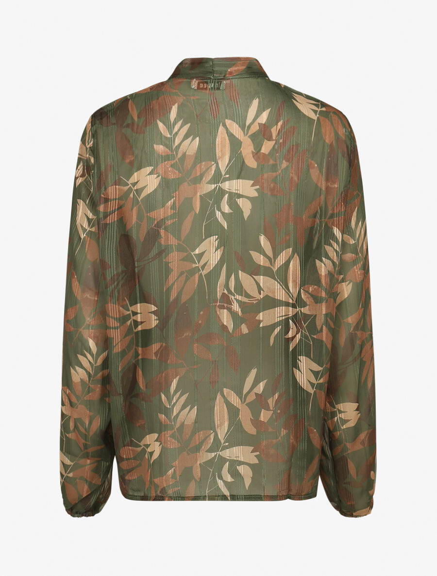 Blouse en voile imprimé feuillage - Kaki - 2