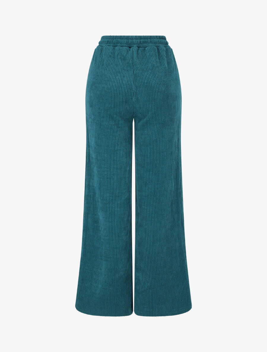 Pantalon en velours côtelé à poches plaquées - Bleu canard - 2