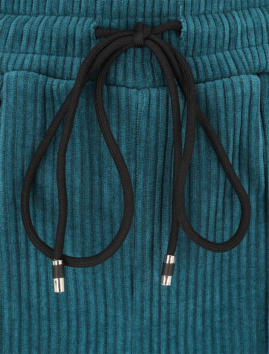 Pantalon en velours côtelé à poches plaquées - Bleu canard - 3