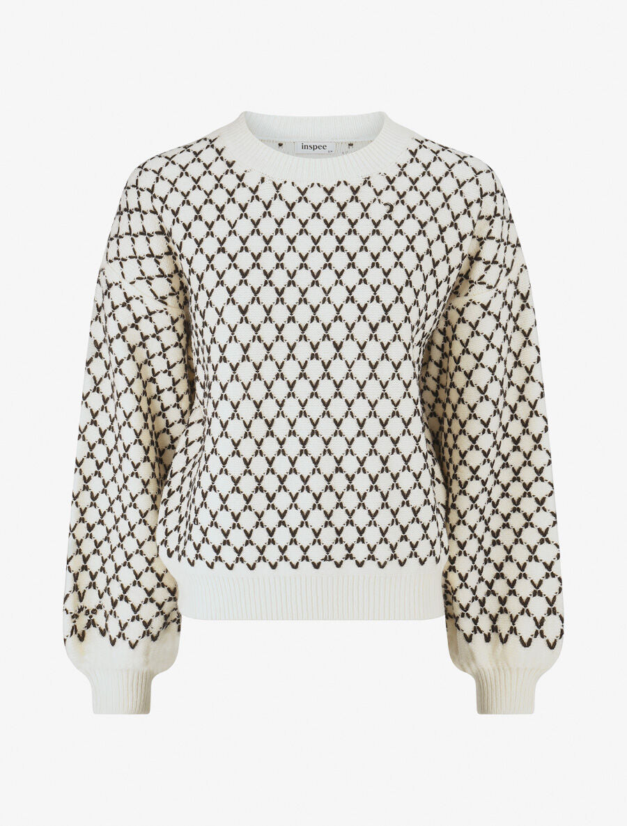 Pull uni à motif stylisé - Blanc - 1