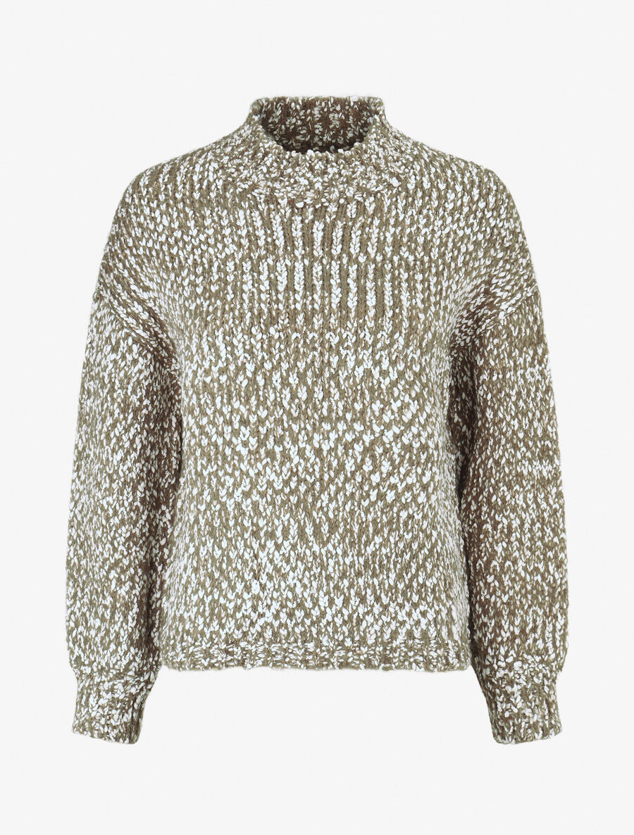 Pull en maille effet moucheté - Kaki - 1
