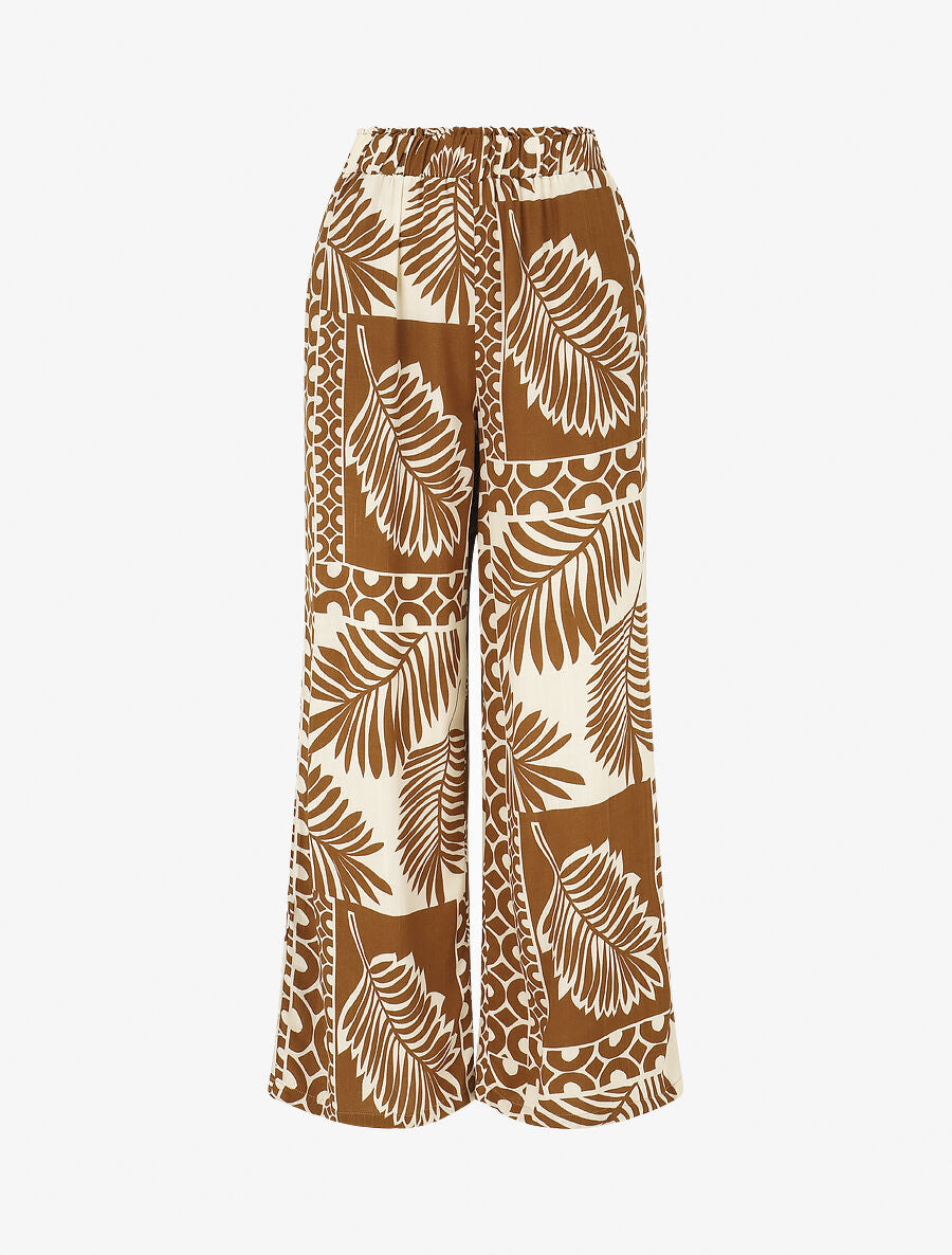 Ensemble chemise et pantalon imprimé tropical - Marron - 6