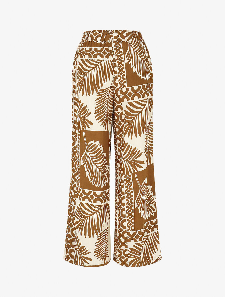 Ensemble chemise et pantalon imprimé tropical - Marron - 7
