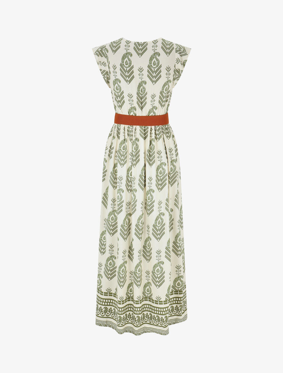 Robe longue à imprimé fantaisie et mosaïque - Kaki - 2