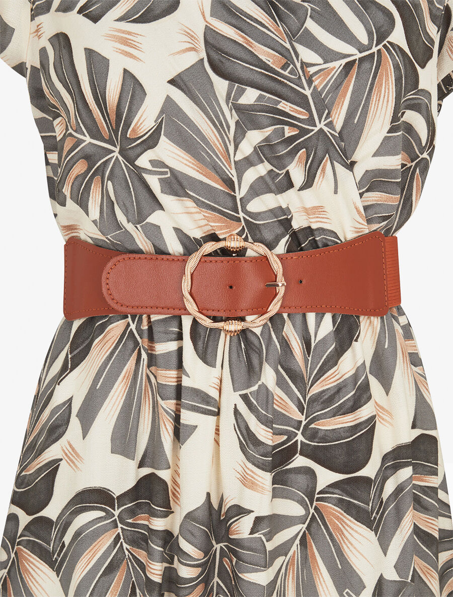 Robe longue évasée imprimé tropical - Gris foncé - 3