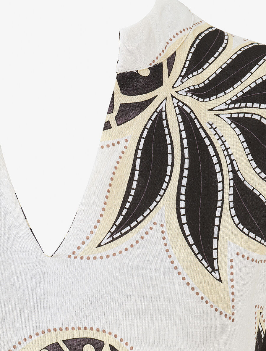 Robe longue sans manches imprimé ananas - Noir - 3