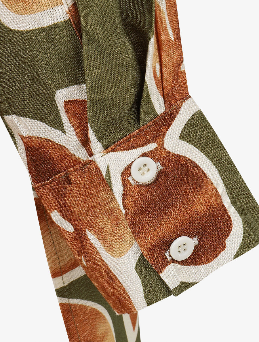 Chemise ample manches longues imprimé floral - Marron - 3