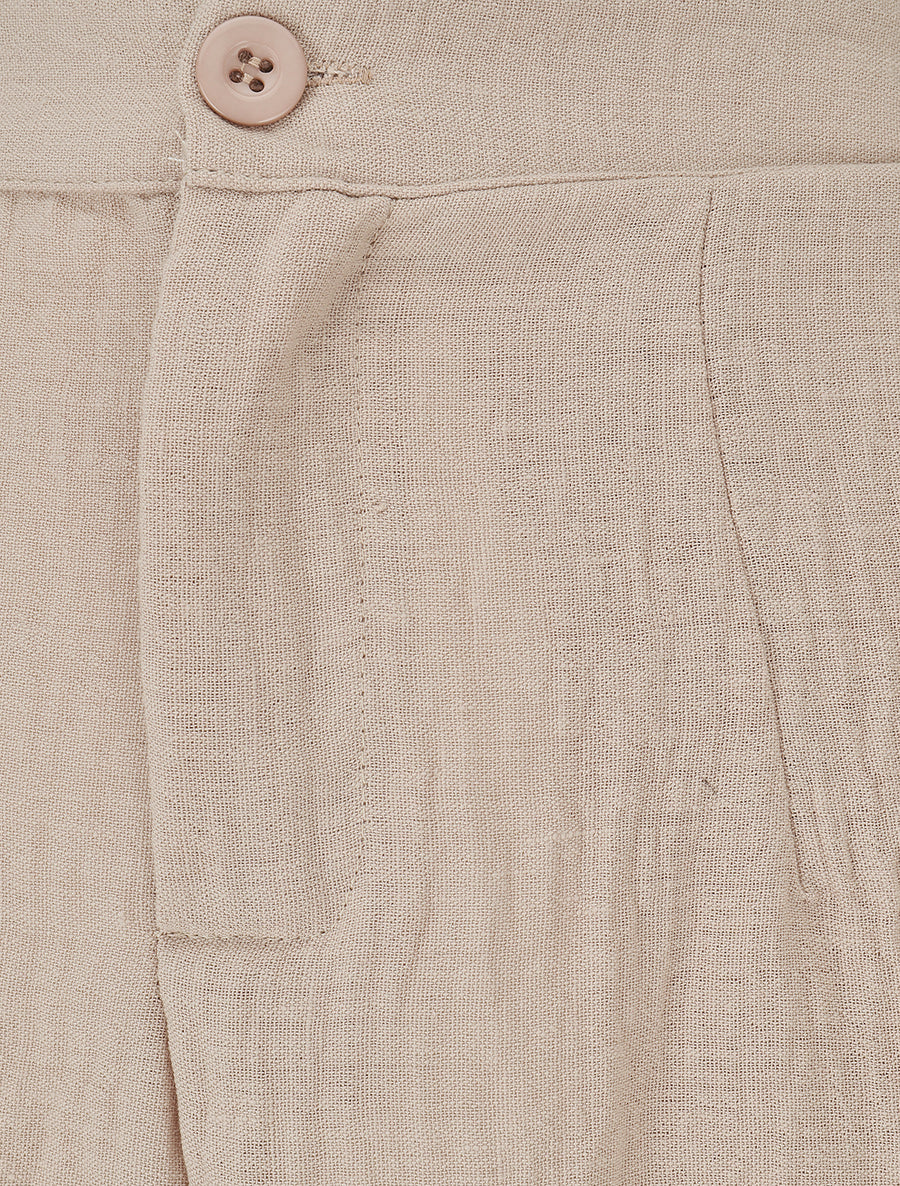 Pantalon fluide effet froissé - Beige - 3