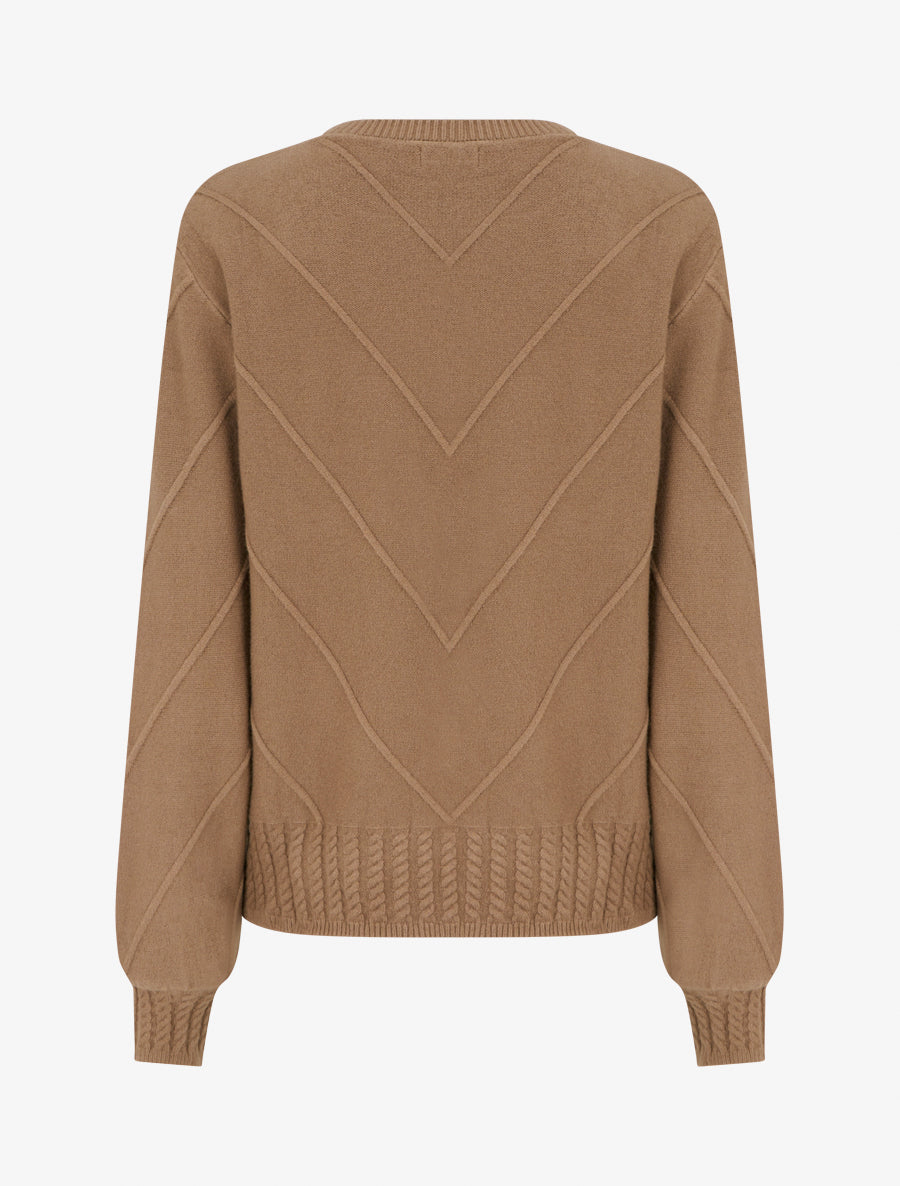 Pull droit en maille stylisée - Taupe - 2