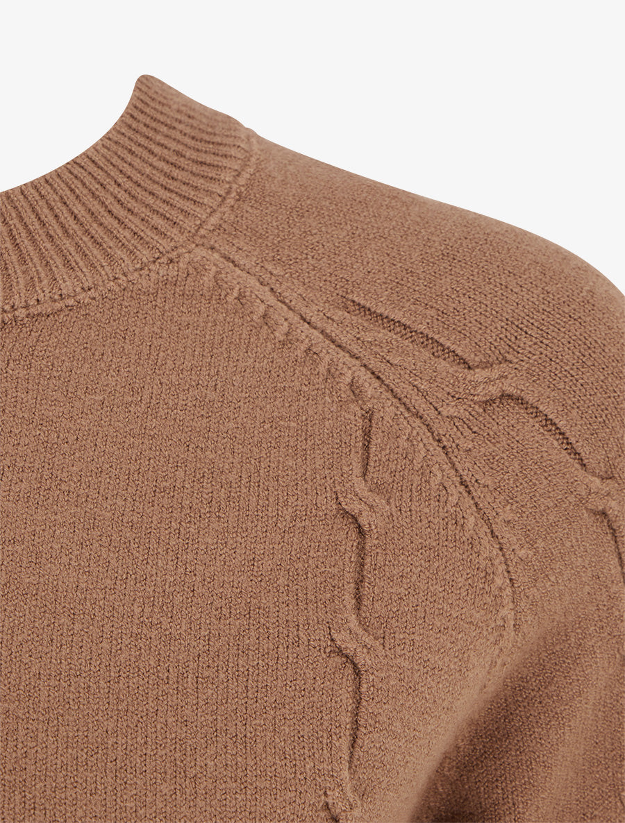 Pull en maille stylisée coupe droite - Camel - 3