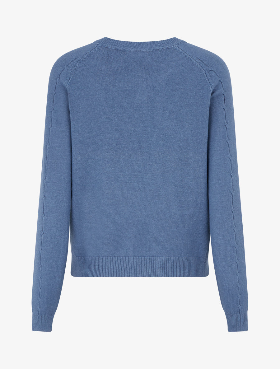 Pull en maille stylisée coupe droite - Bleu charrette - 2