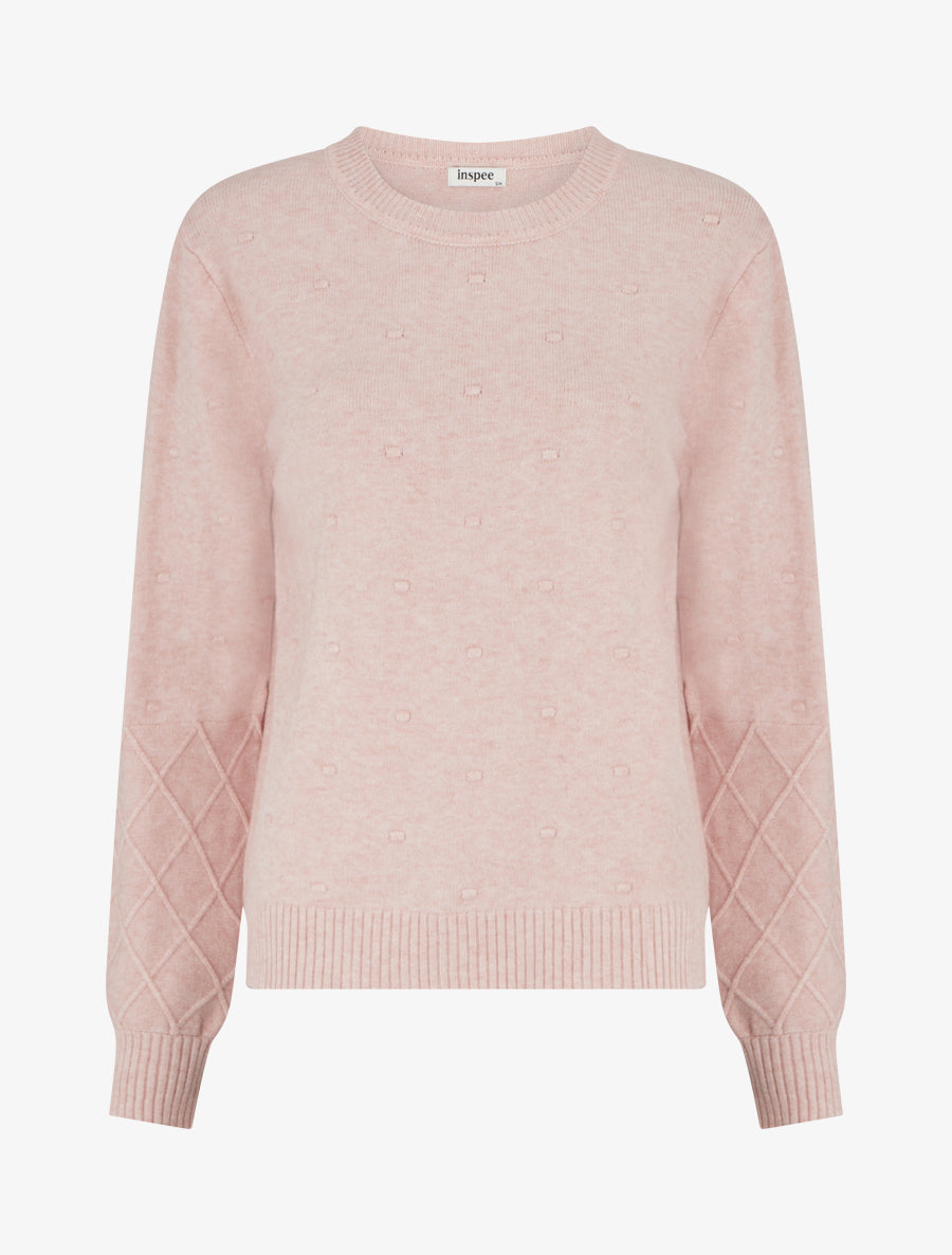 Pull en maille style pois coupe droite - Rose - 1