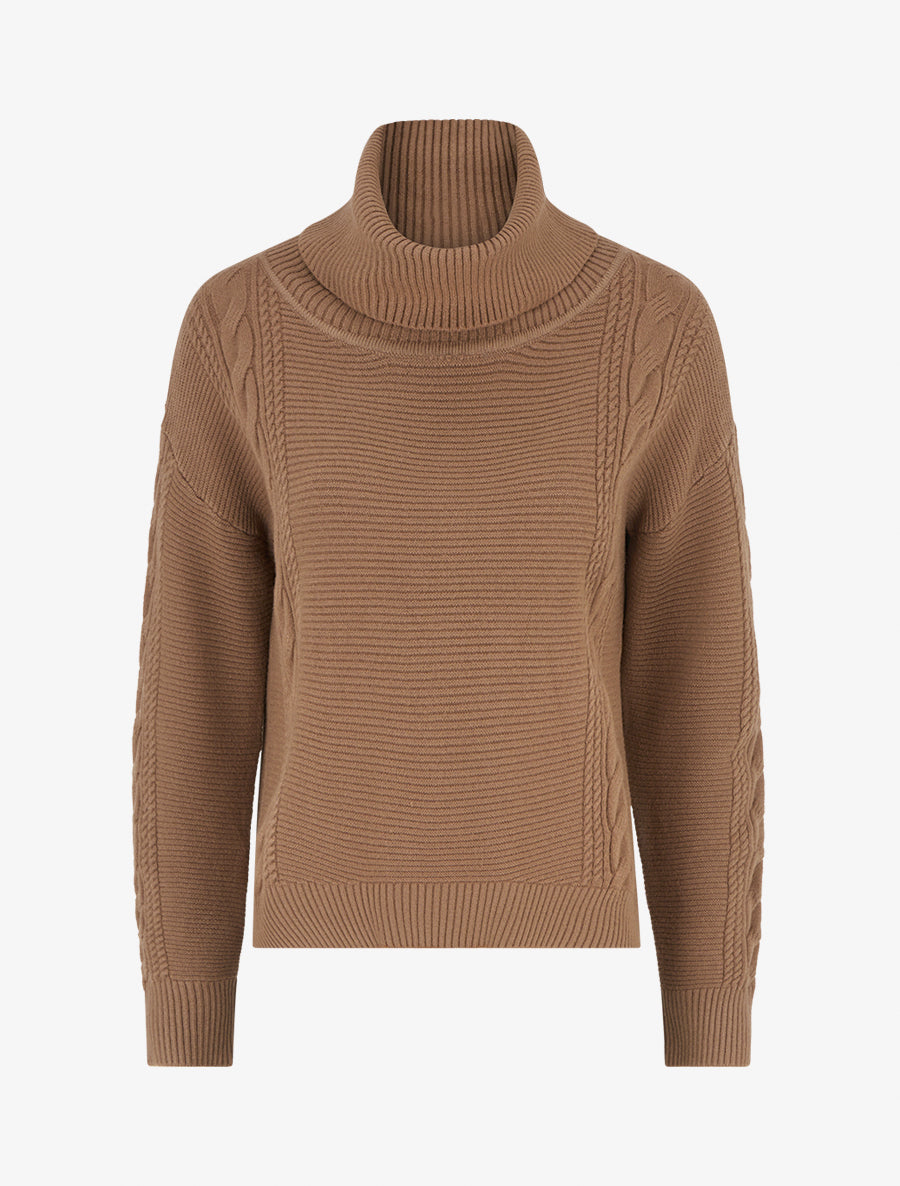 Pull droit à col roulé - Camel - 1