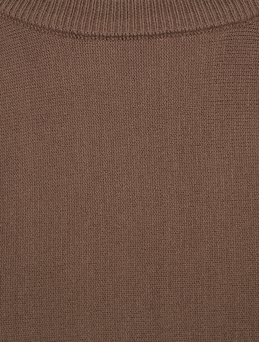 Pull à manches courtes à empiècement bijoux - Marron - 3