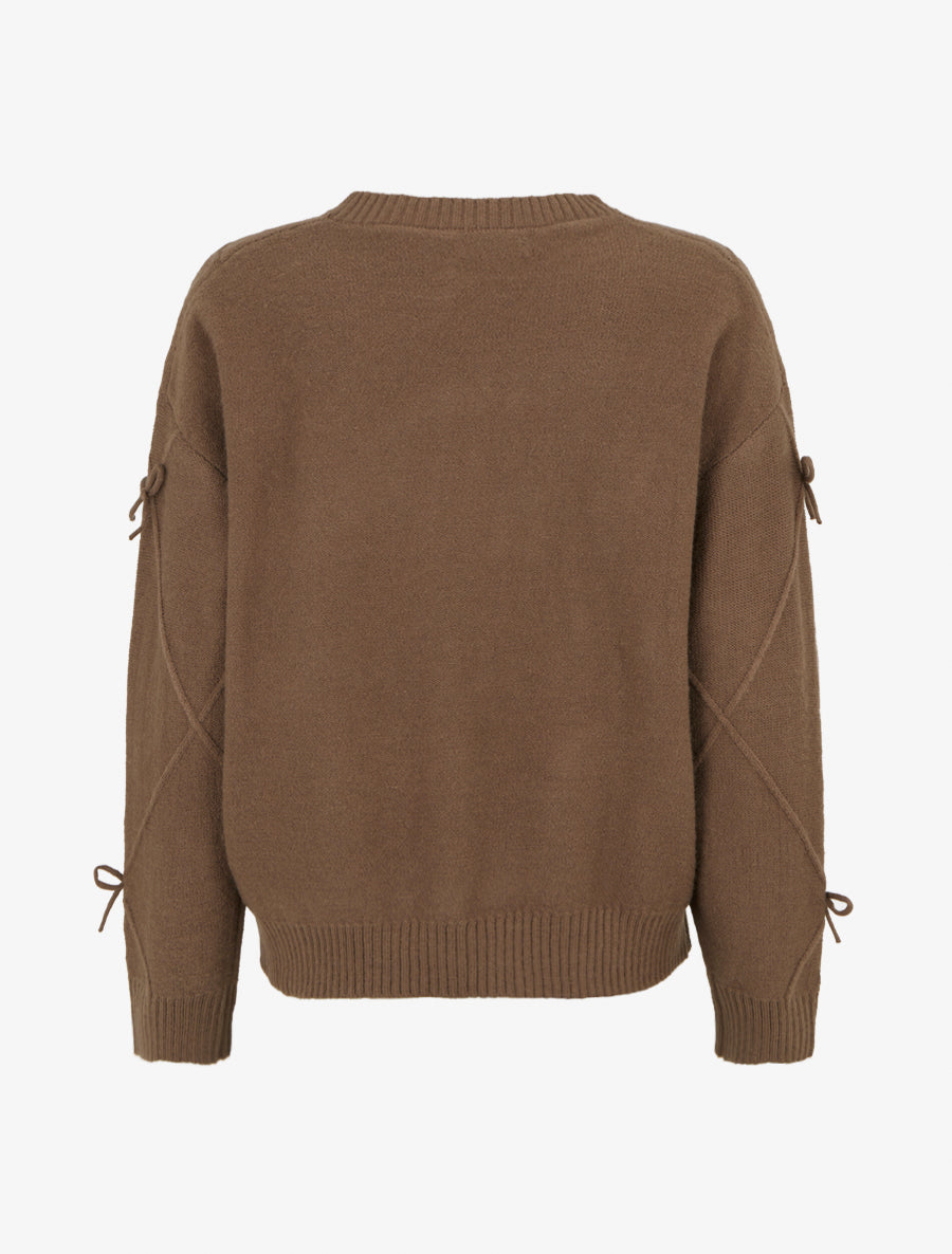Pull uni à nœuds décoratifs - Marron - 2