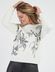 Trui met fantasieprint - Wit