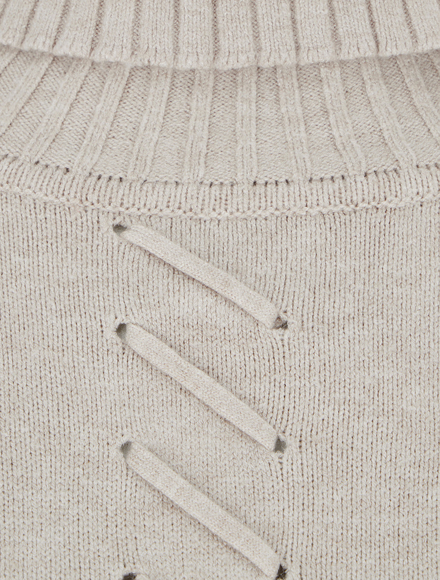 Robe pull à col roulé - Taupe - 3