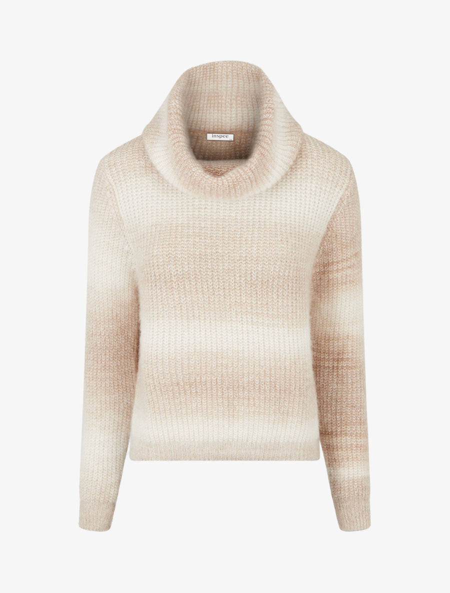 Pull droit effet duveteux à col roulé - Beige - 1