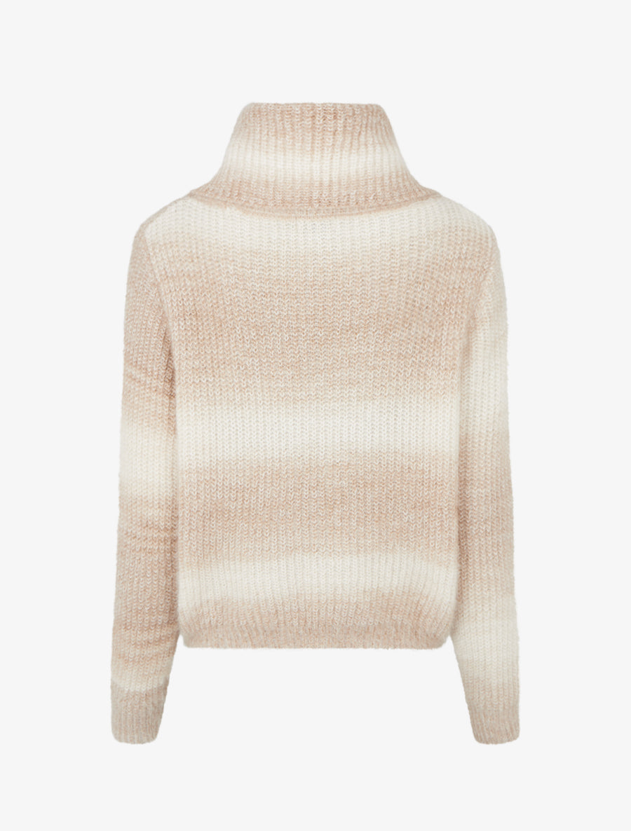 Pull droit effet duveteux à col roulé - Beige - 2