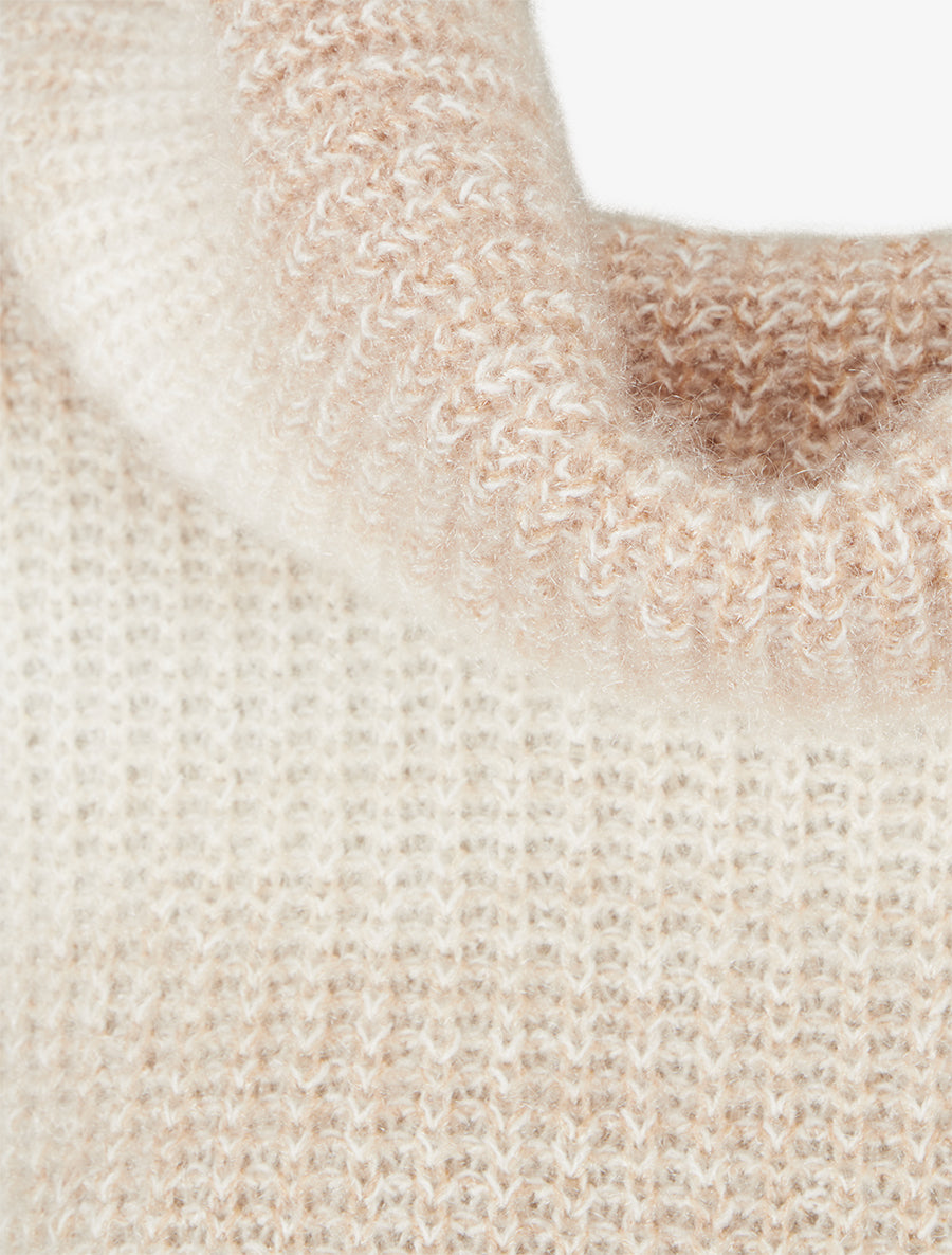 Pull droit effet duveteux à col roulé - Beige - 3