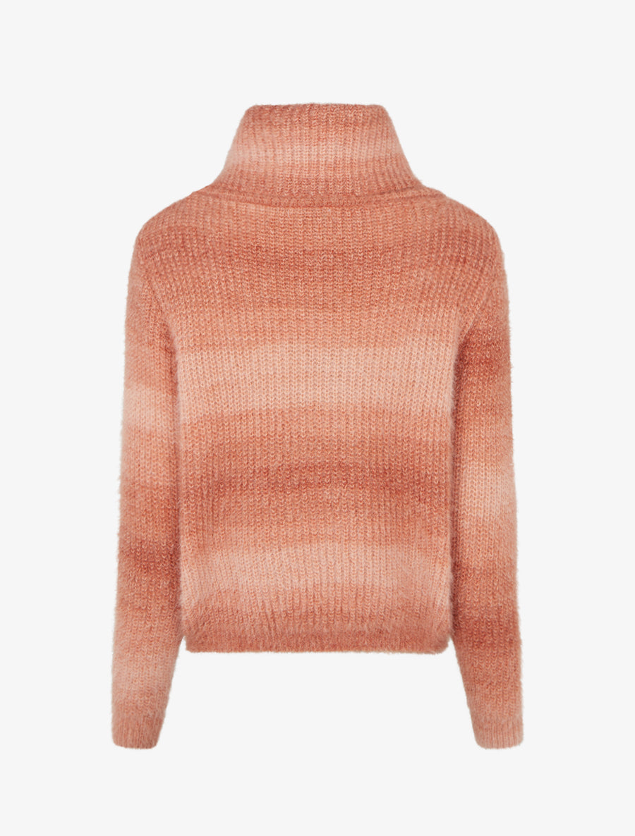 Pull droit effet duveteux à col roulé - Orange - 2
