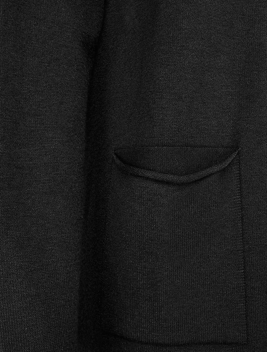 Gilet long uni à cordons de serrage au dos - Noir - 3