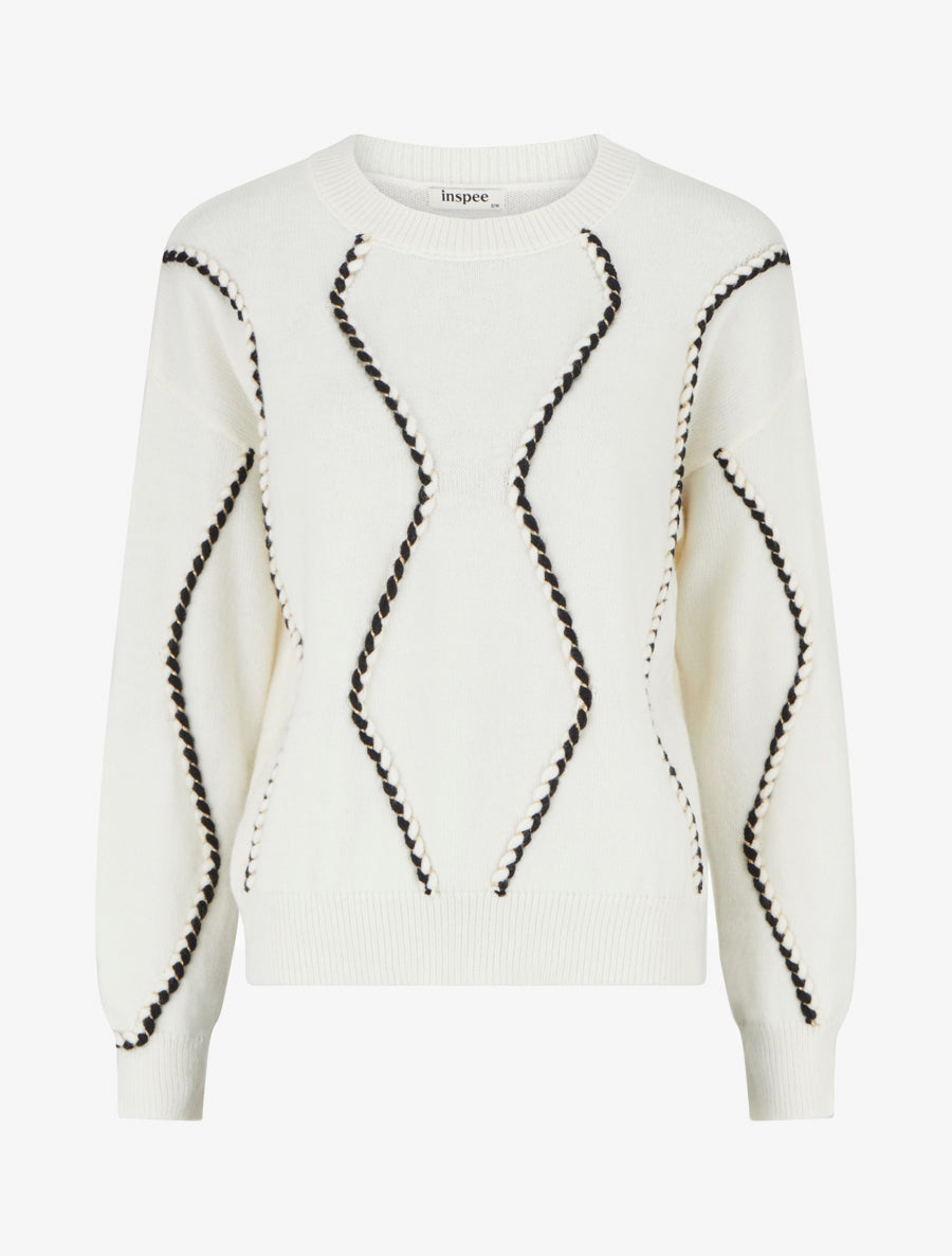 Pull droit à tresses irisées - Écru - 1