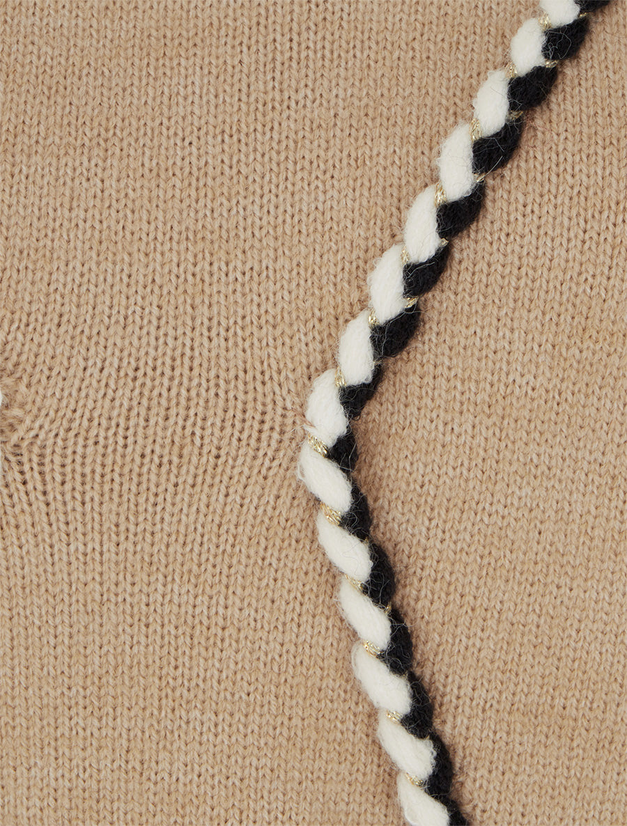 Pull droit à tresses irisées - Beige - 3