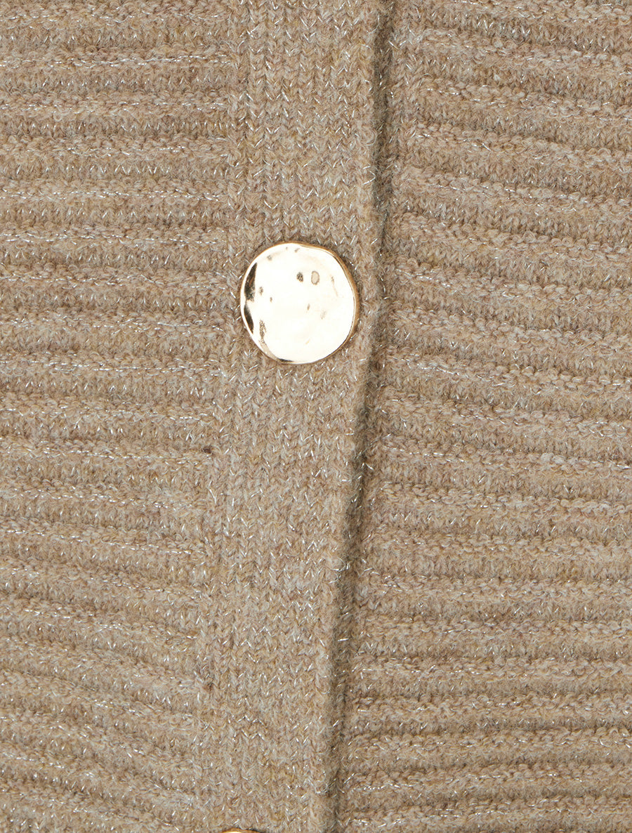 Gilet irisé à boutons métalliques - Taupe - 3