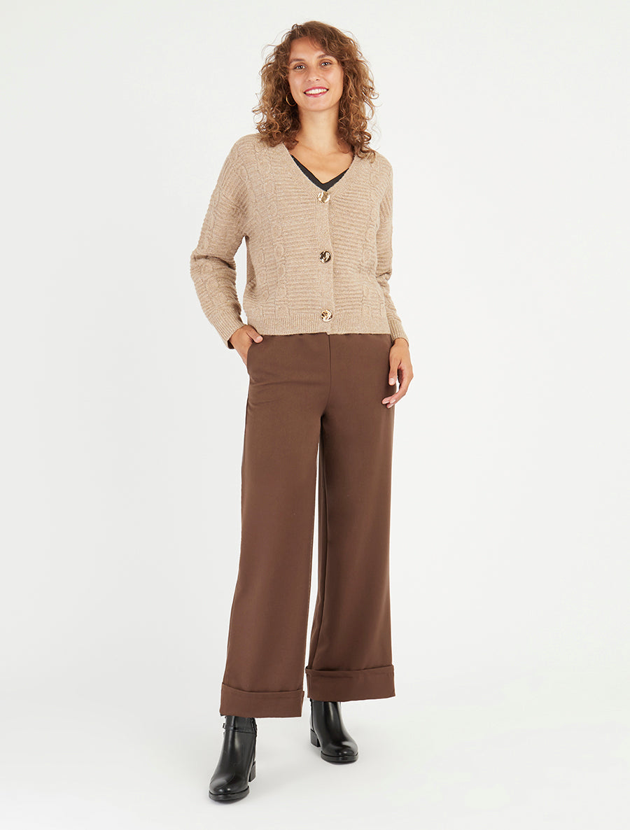 Gilet irisé à boutons métalliques - Taupe - 8
