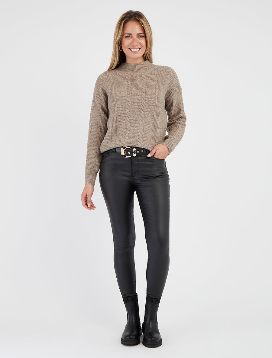 Gestructureerde effen gebreide trui - Mol