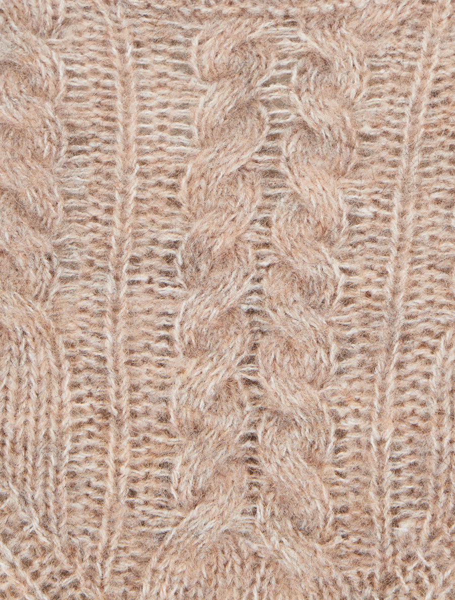 Pull droit à col rond en maille stylisée - Taupe - 3