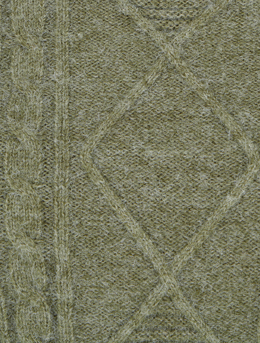 Pull droit à col bateau en maille fantaisie - Kaki - 3