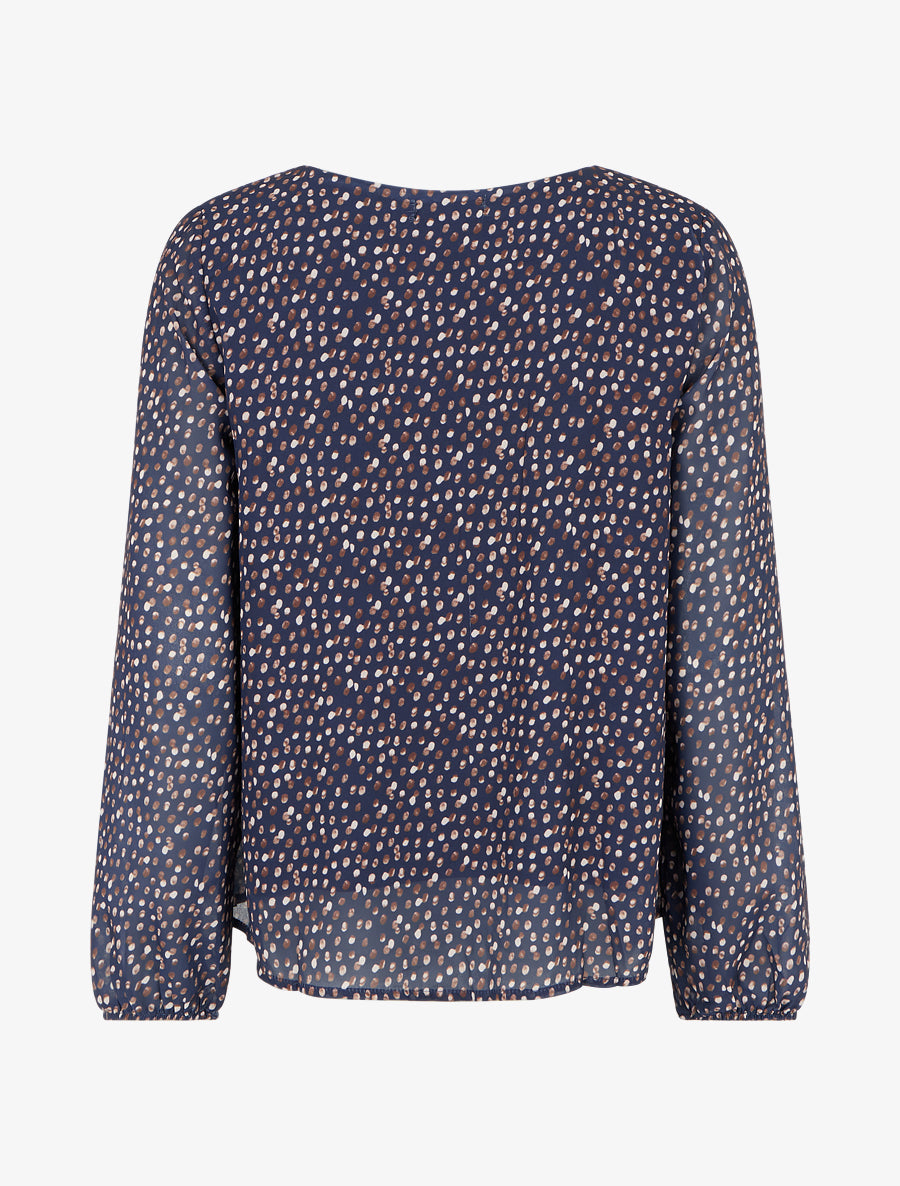 Blouse imprimé fantaisie à manches longues - Marine - 2