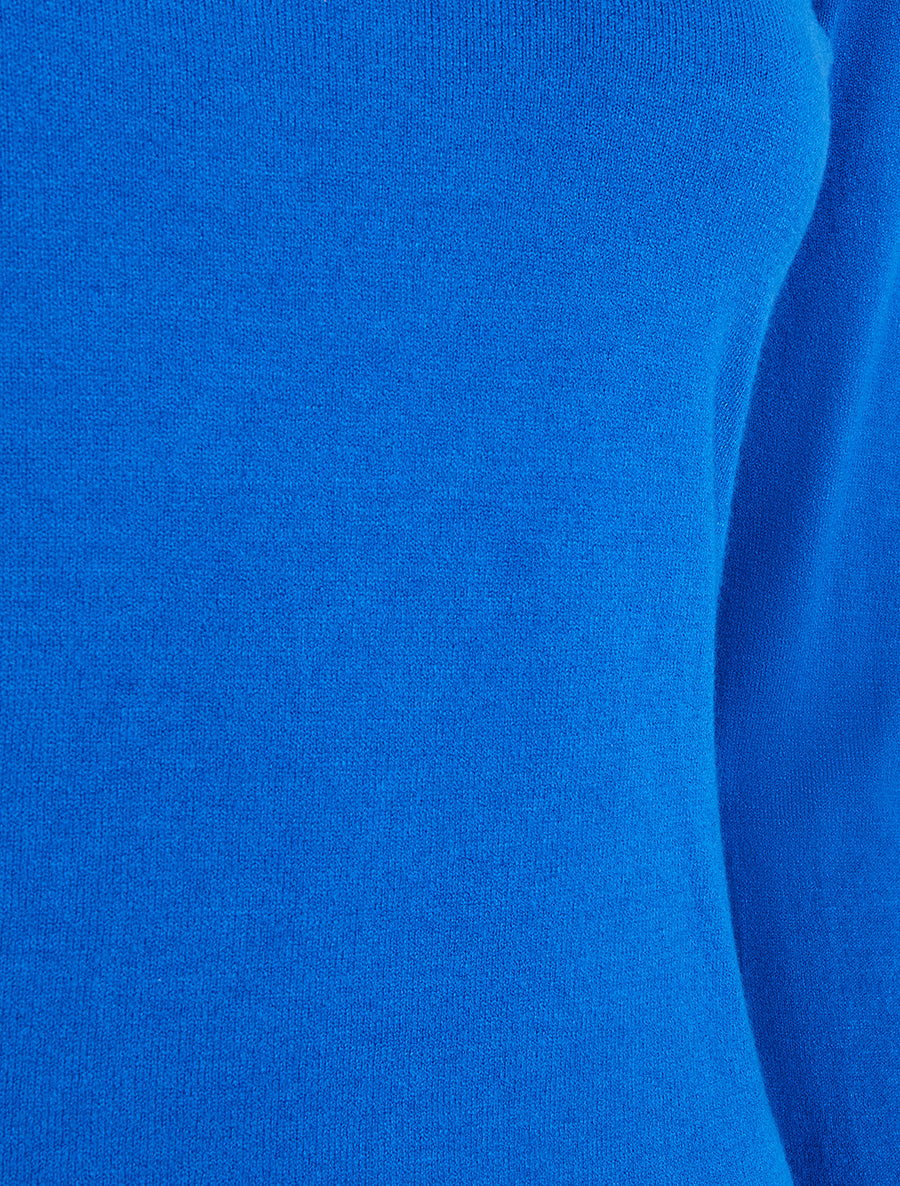 Pull fin uni à col rond - Bleu roi - 3