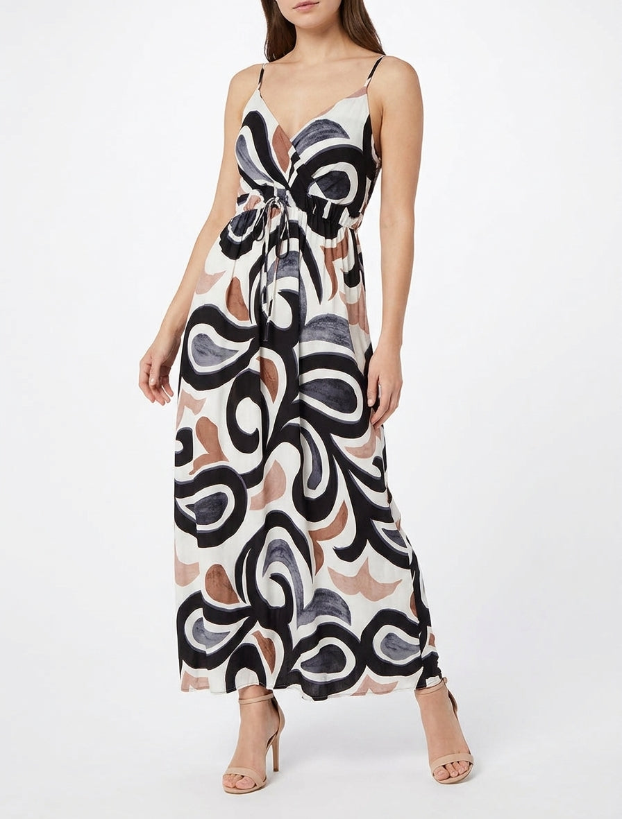 Robe longue imprimé fantaisie - Noir