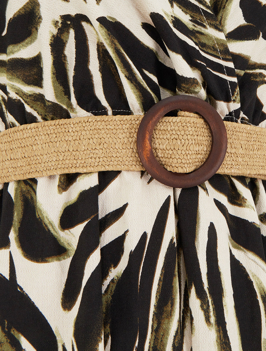 Robe longue imprimé fantaisie à col cache-coeur - Kaki - 3