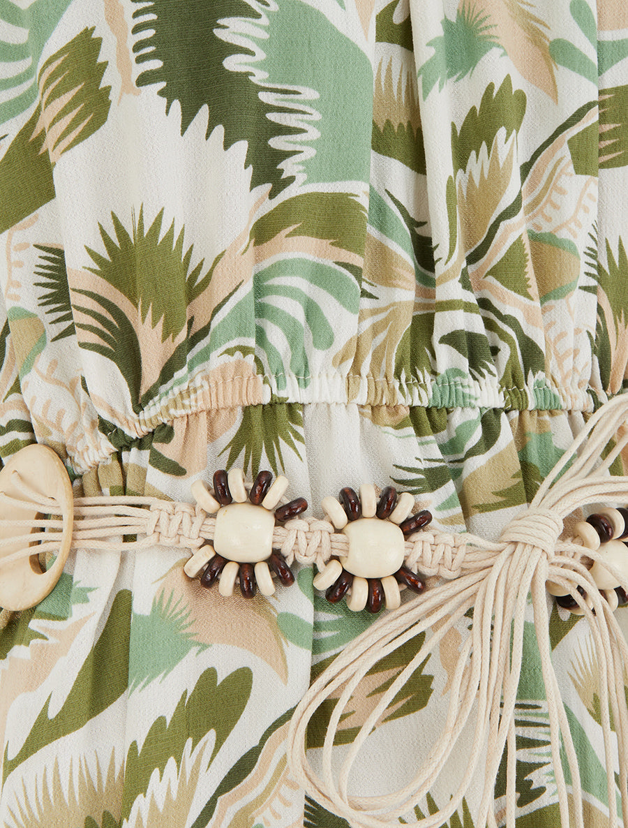 Robe longue à col américain imprimé fantaisie - Vert - 3