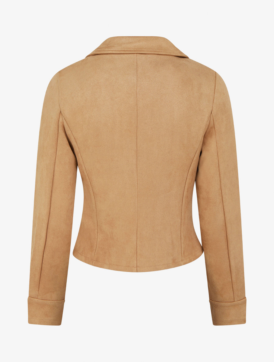 Veste en suédine à fermeture zippée - Camel - 2
