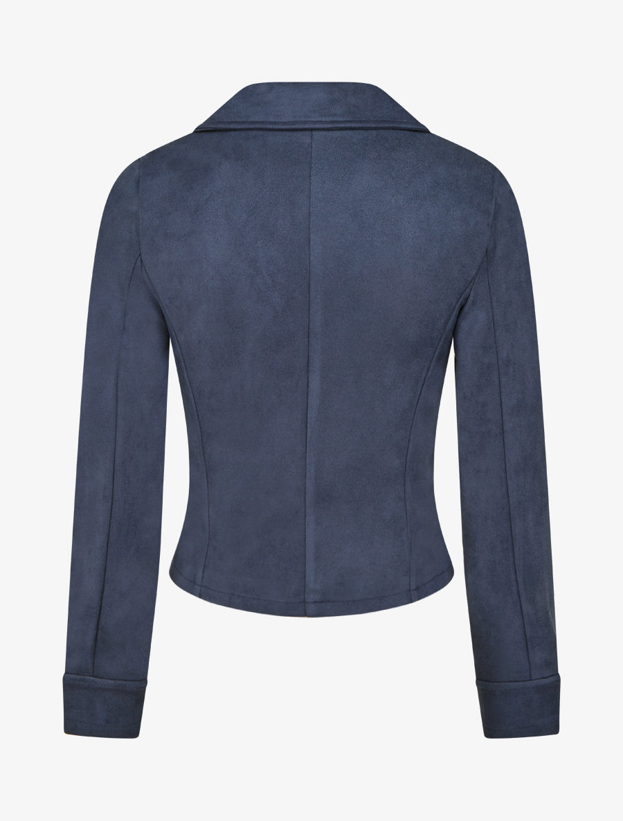 Veste en suédine à fermeture zippée - Marine - 2
