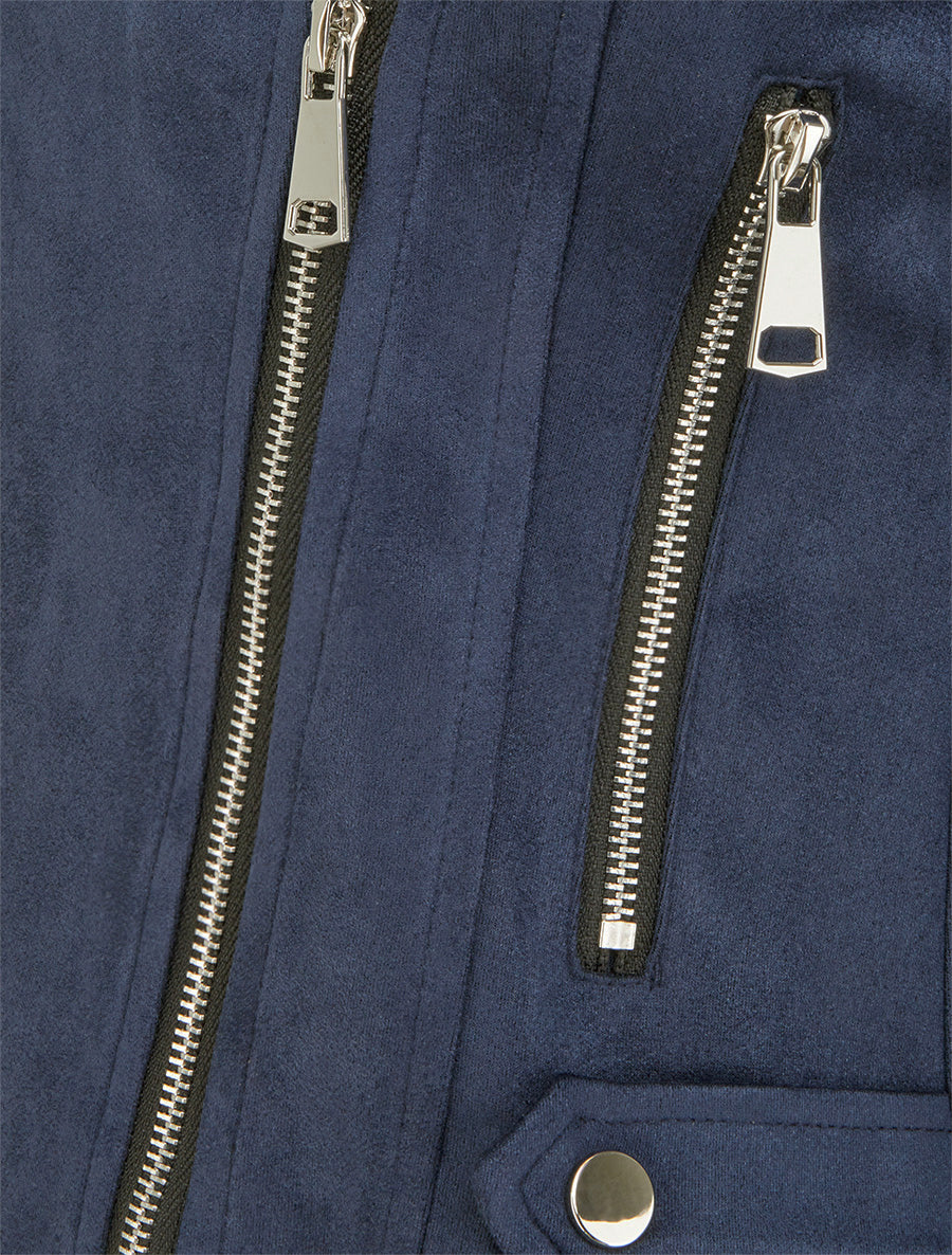 Veste en suédine à fermeture zippée - Marine - 3