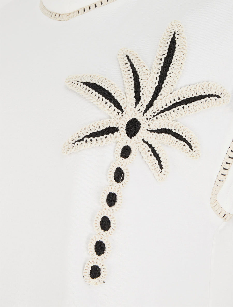 T-shirt manches courtes à palmier brodé - Blanc - 3