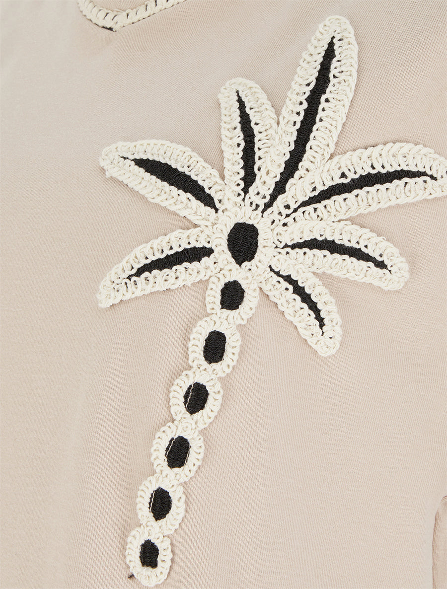 T-shirt manches courtes à palmier brodé - Beige - 3