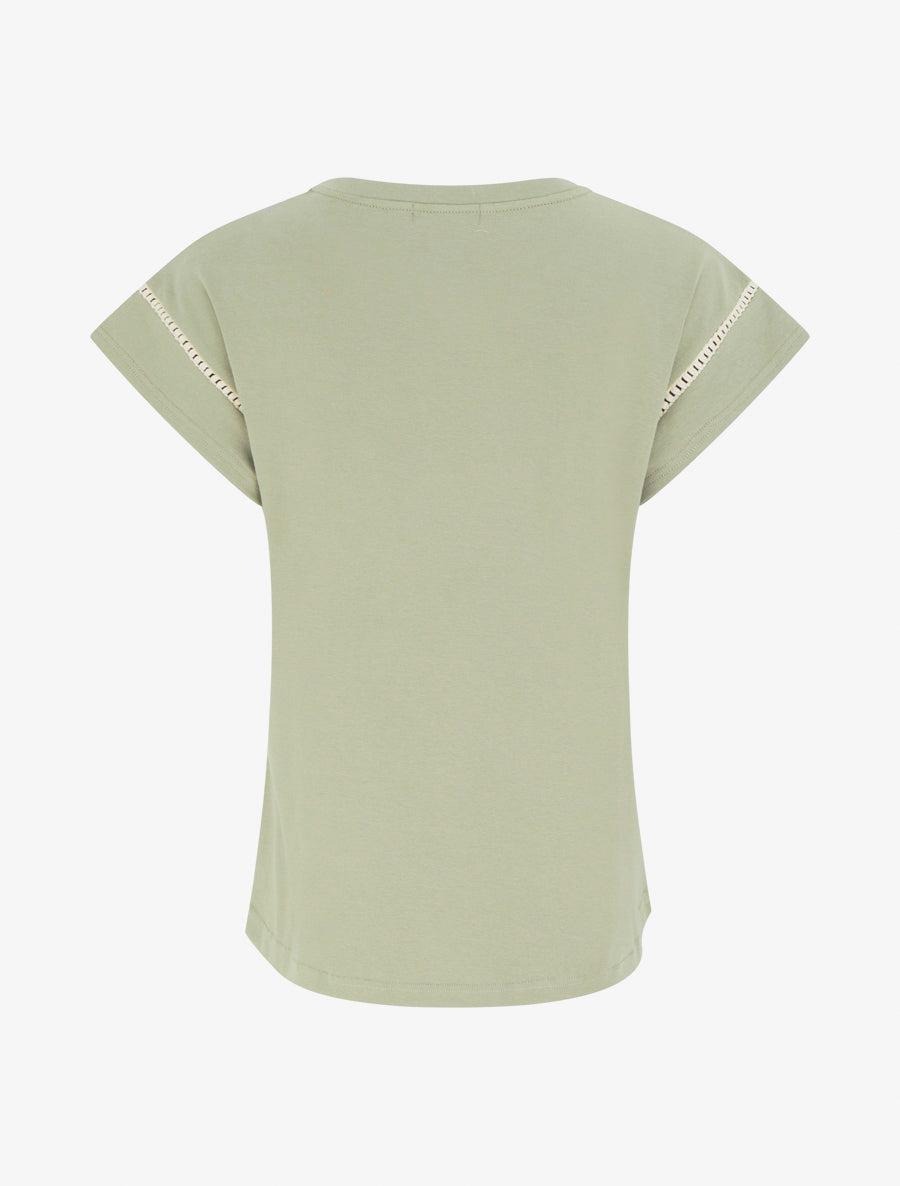 T-shirt manches courtes à palmier brodé - Vert olive - 2
