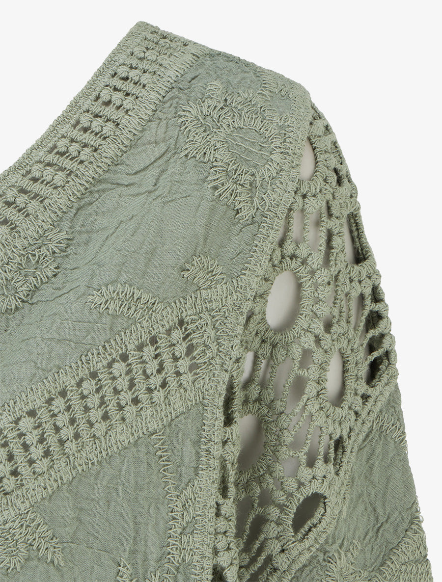 Top ample brodé à manches courtes - Kaki - 3